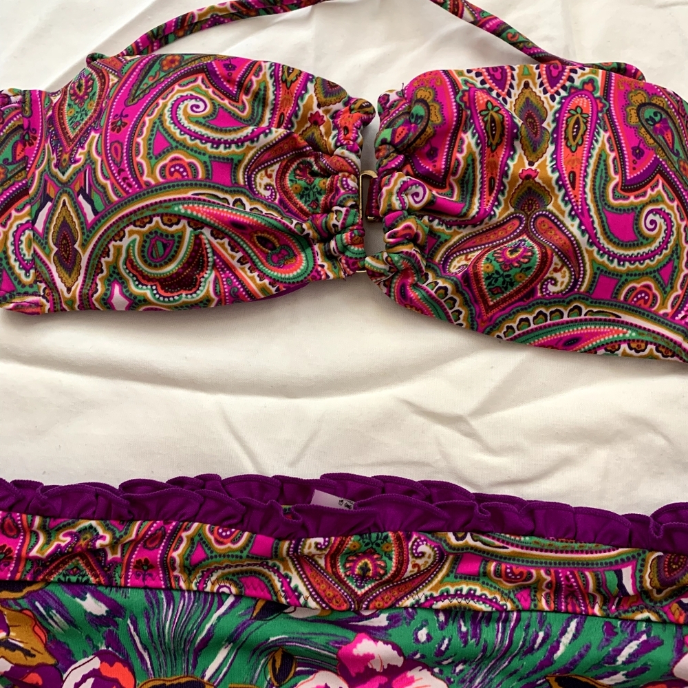 Purple Pink Paisley Floral Bikini size M by Express - Picture 3 of 3